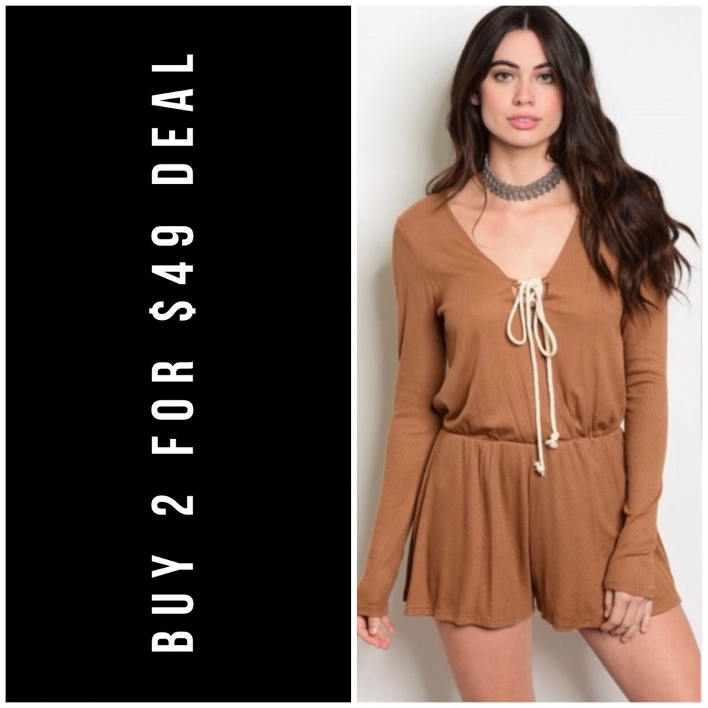 CAMEL LONG SLEEVE ROMPER
